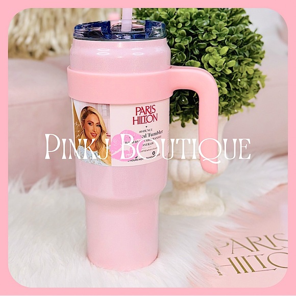 π{Paris Hilton} Beautiful Pink Shimmer Double Wall Stainless Steel Tumbler! - Picture 5 of 7